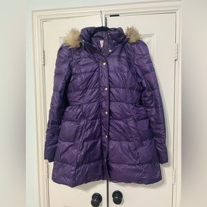 Juicy Couture Down Puffer Coat in Eggplant Purple